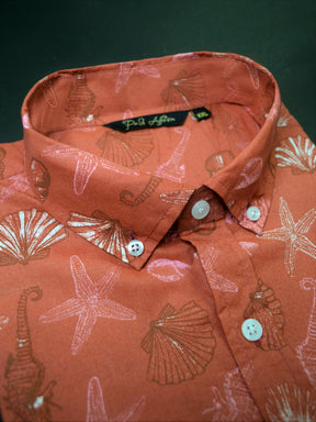 Coral Print Casual Men's Shirt