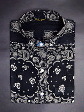 black bandana dress shirt BANDANA BUTTON DOWN SHIRT IN BLACK, Black / L