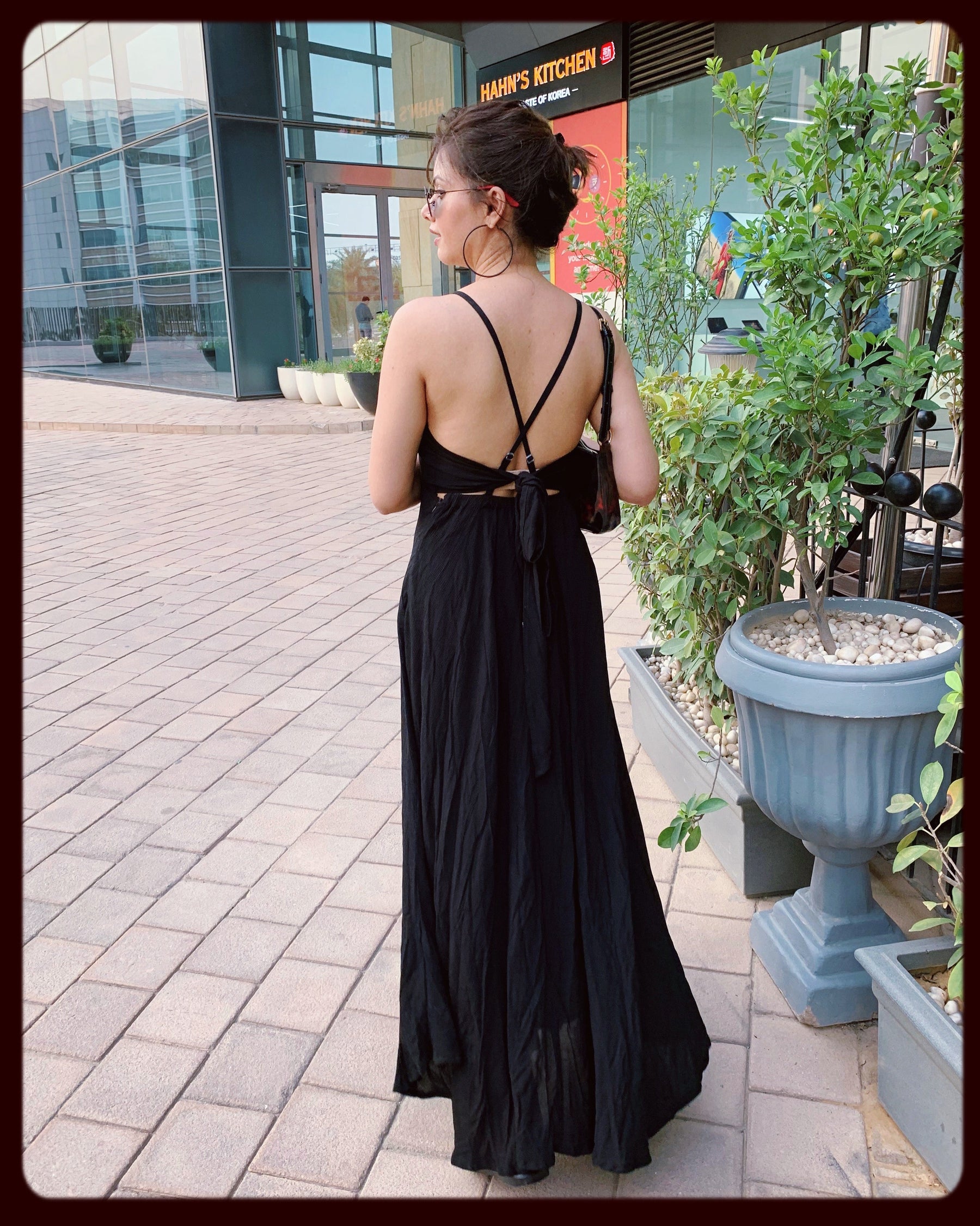 Black Knot Up Maxi Dress (With back Knot)