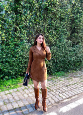 Brown Suede Coat Dress