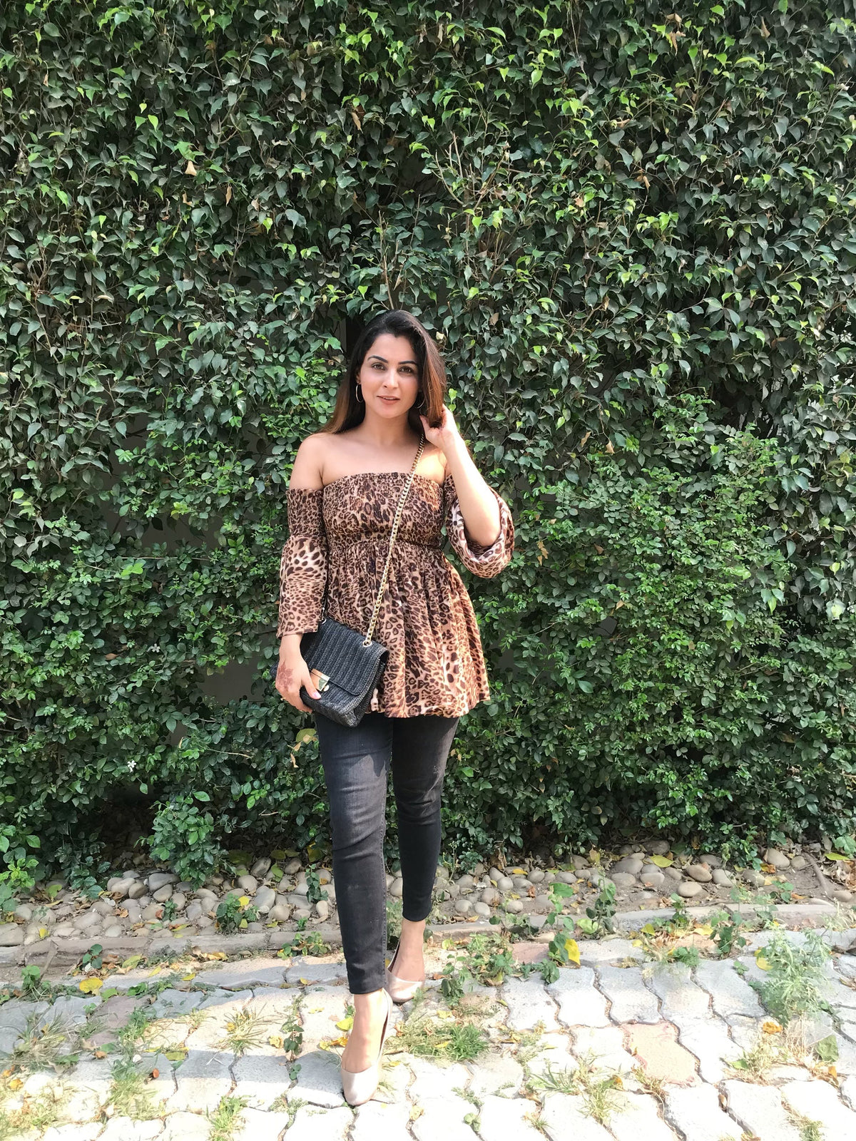 Leopard Print Off Shoulder Top