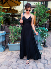 Black Knot Up Maxi Dress (With back Knot)