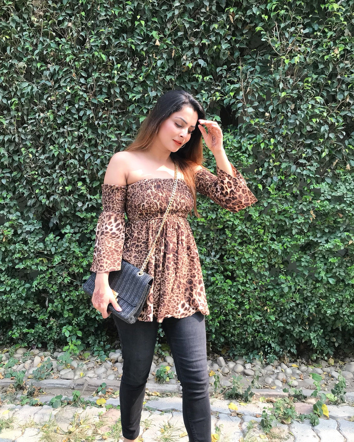 Leopard Print Off Shoulder Top