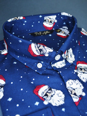 Santa Print Casual Men's Shirt