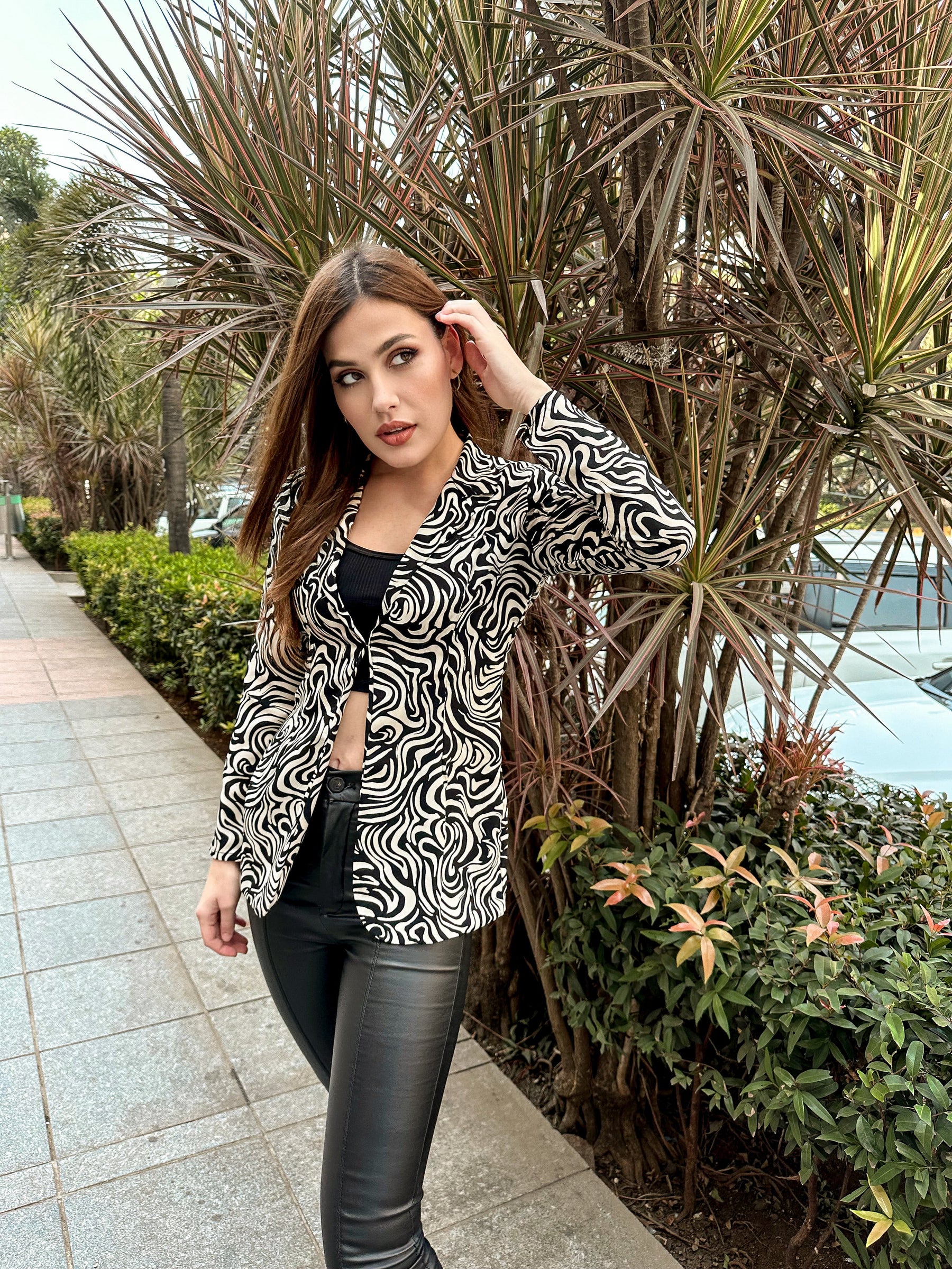 Abstract Printed Shrug Coat