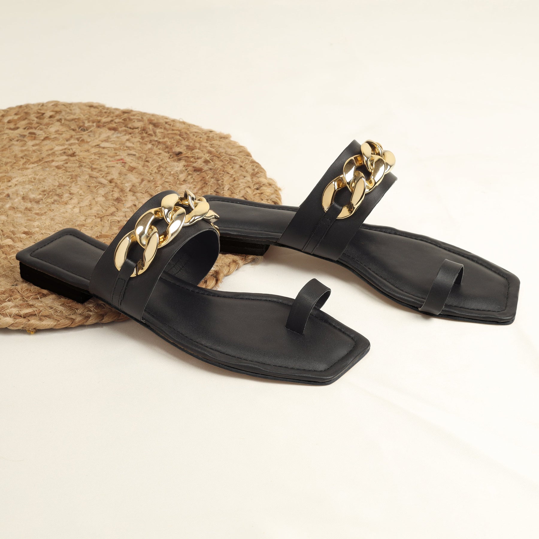 Black Chained Sandals