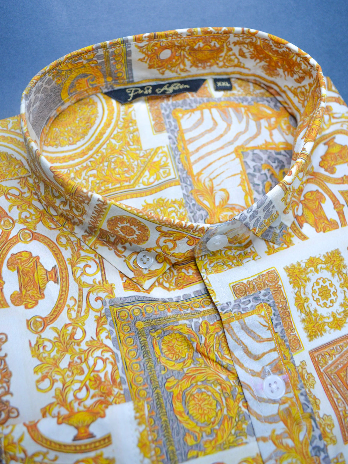 Royal White Print Casual Men's Shirt