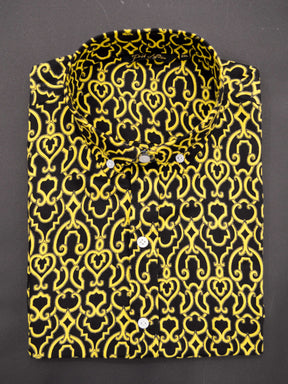 Golden Maze Print Casual Men's Shirt