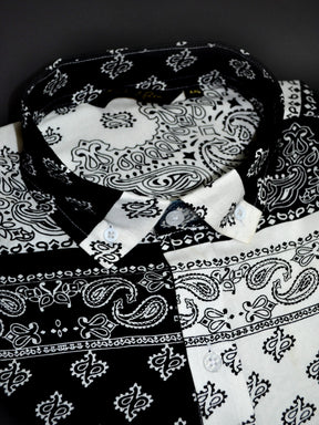 Black & White Print Casual Men's Shirt