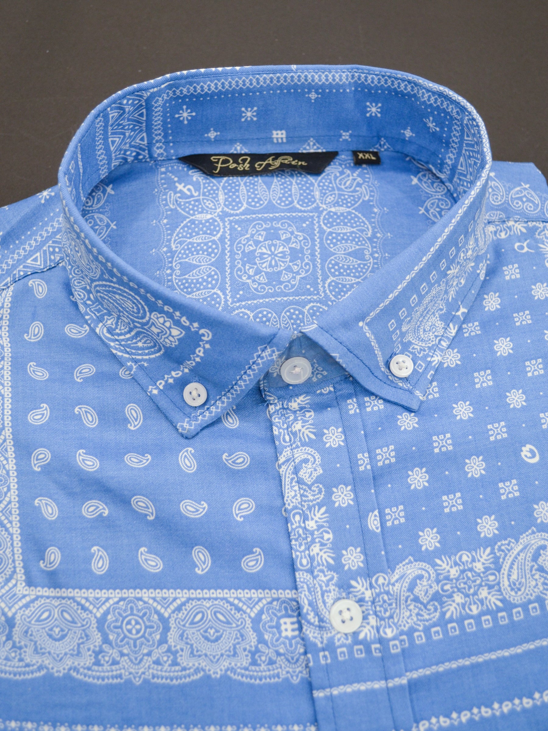 Blue Bandana Print Casual Men's Shirt