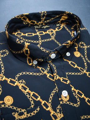 Black Jewel Print Casual Men's Shirt
