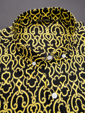 Golden Maze Print Casual Men's Shirt