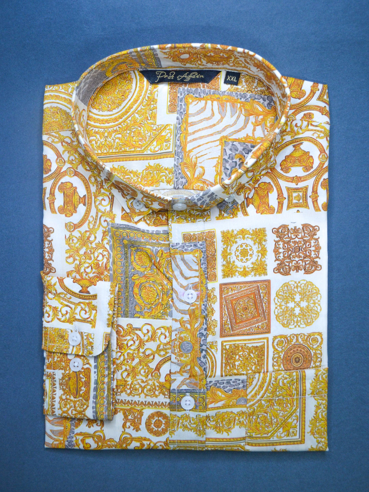 Royal White Print Casual Men's Shirt